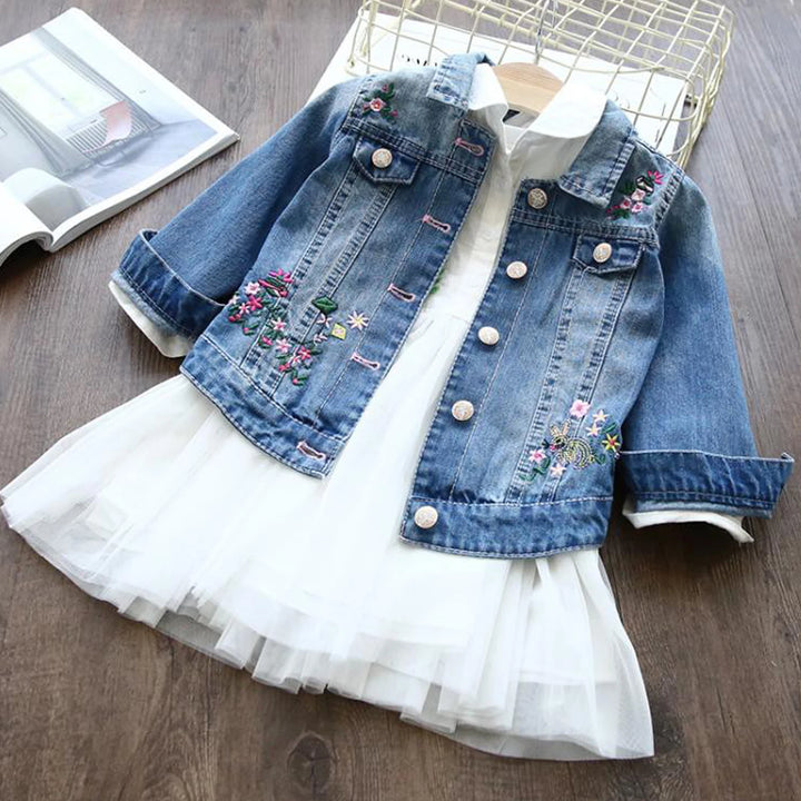 Sumptuous Lapel Collar Girl's Denim Jacket