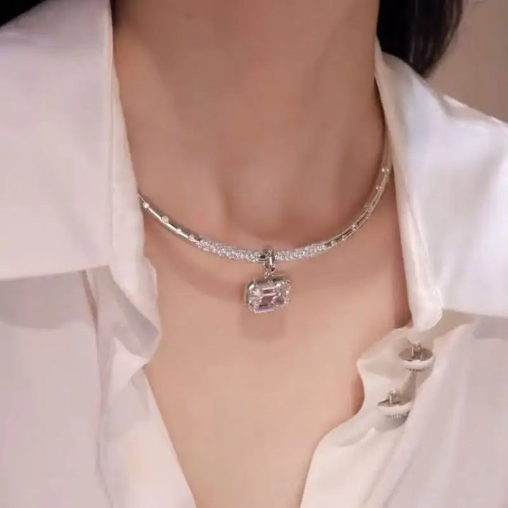 Luxury Pure Silver Torques Pendant Necklace