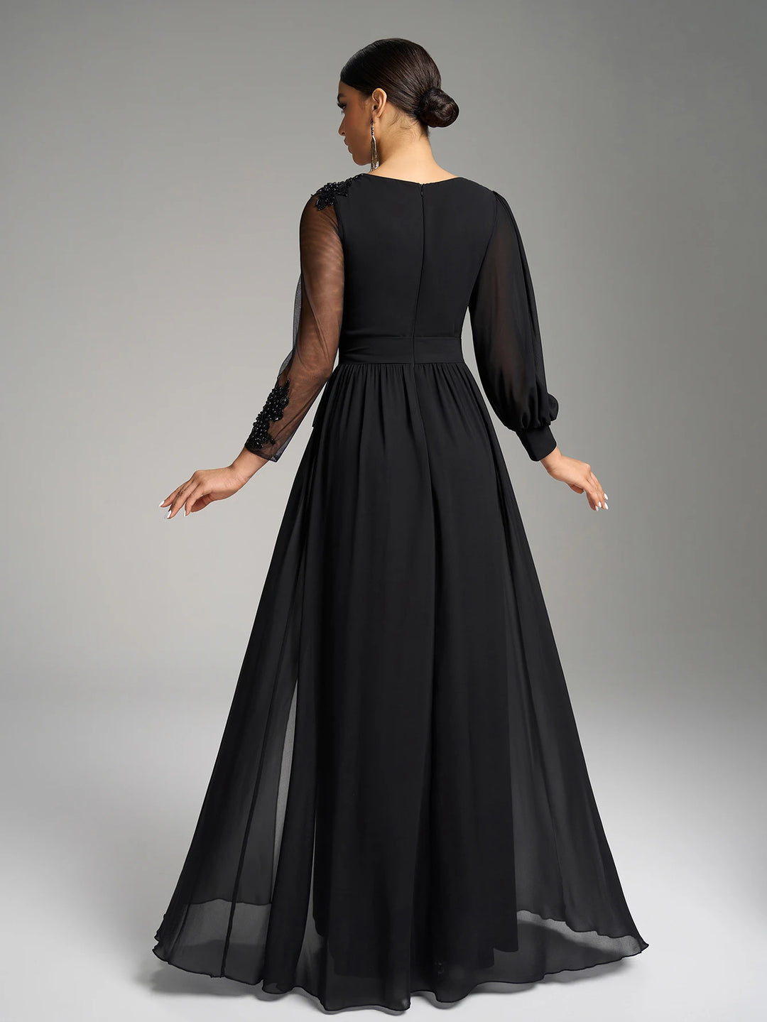 Asymmetrical Lantern Sleeves Evening Dress