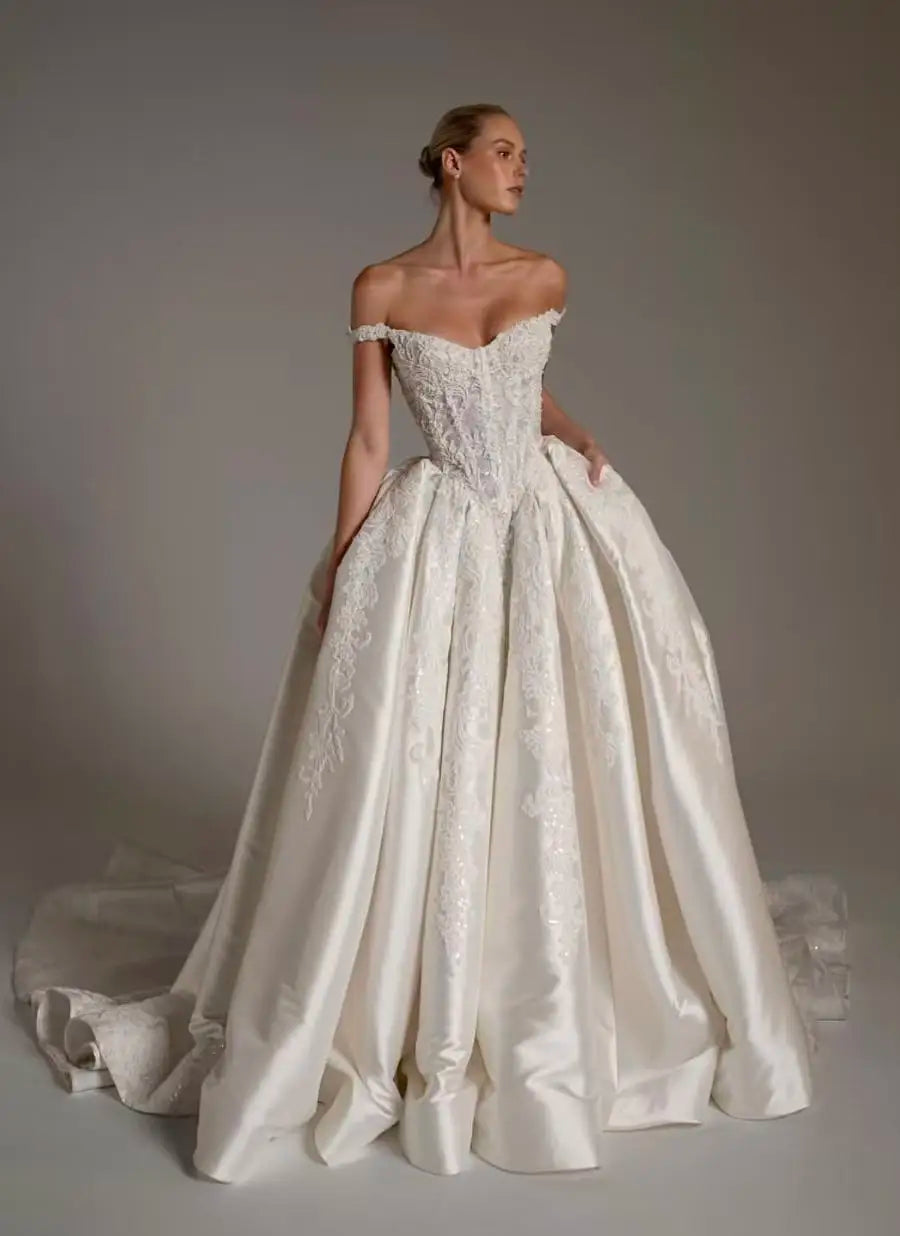 Romantic Lace Beaded Princess Wedding Dress