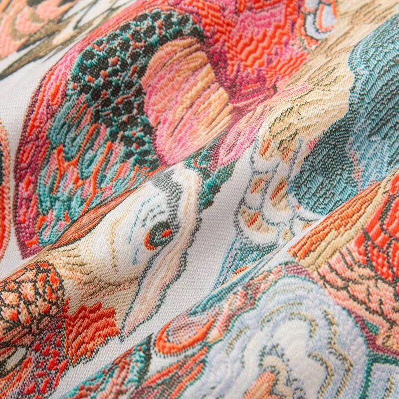 Vibrant Peacock Print Short Jacket