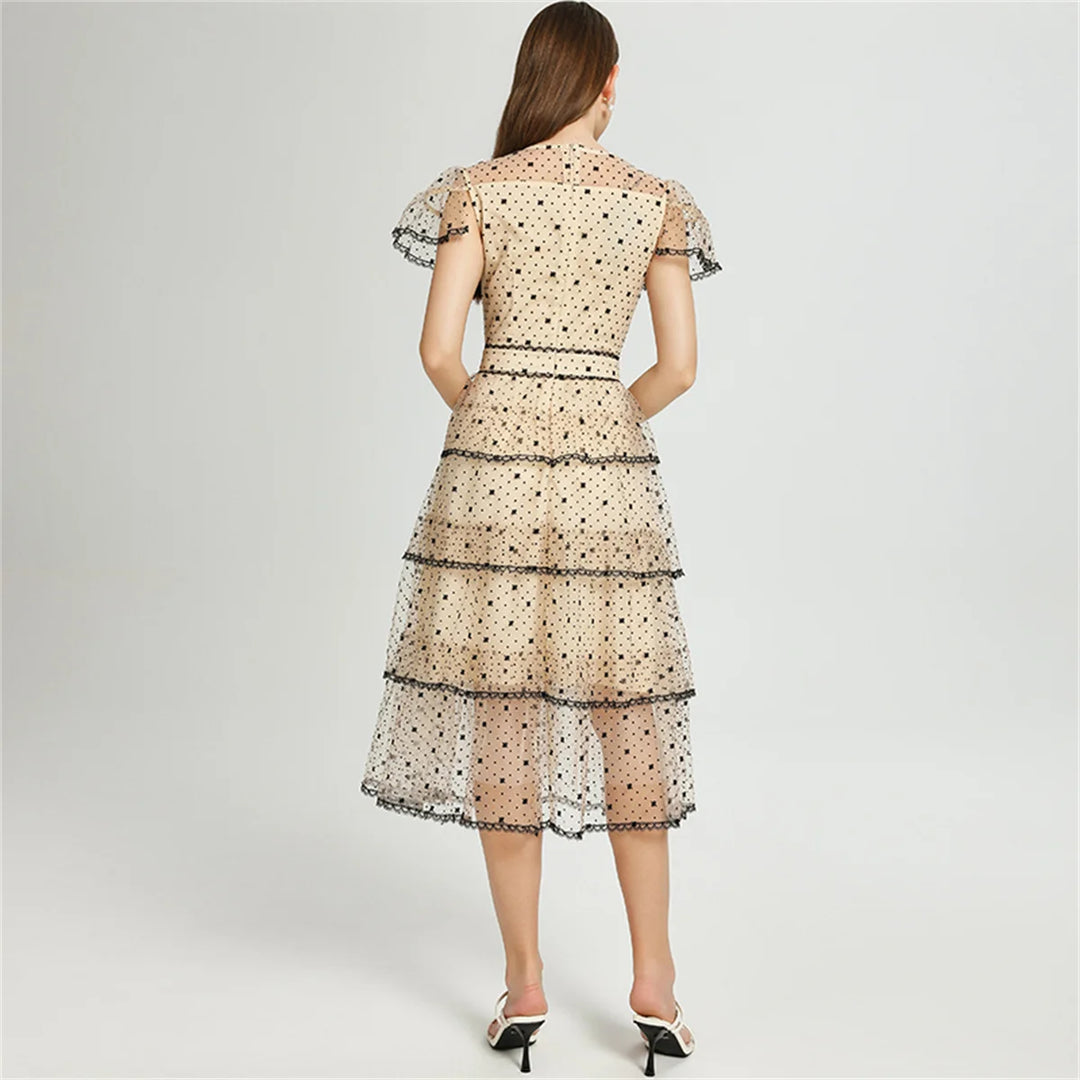 Mesh Sweet Polka Dot Formal Dress