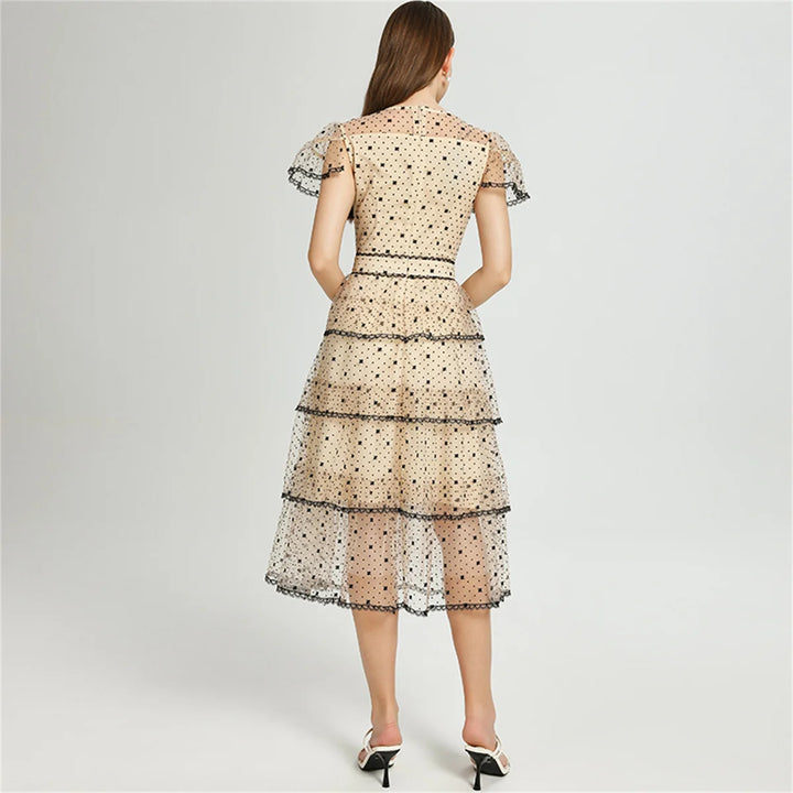 Mesh Sweet Polka Dot Formal Dress