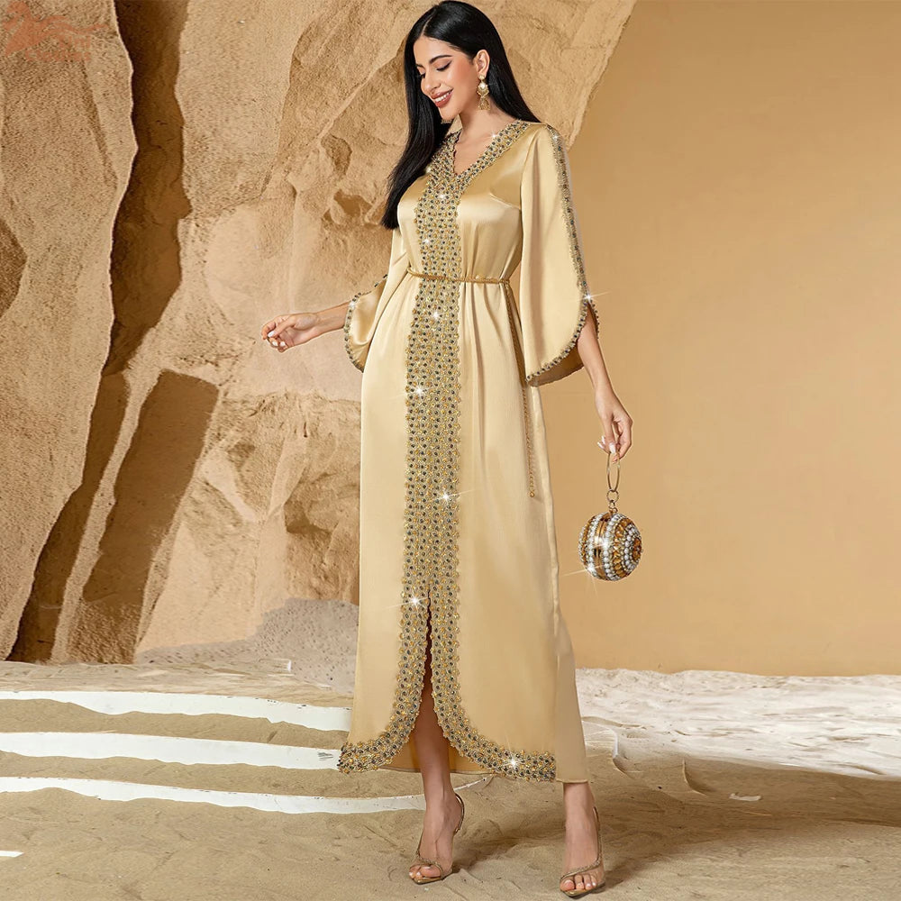 Luxury Diamonds Satin Abaya