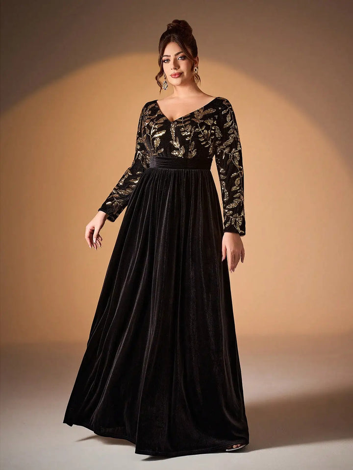 Glamorous Mid-waisted Velvet Maxi Dress