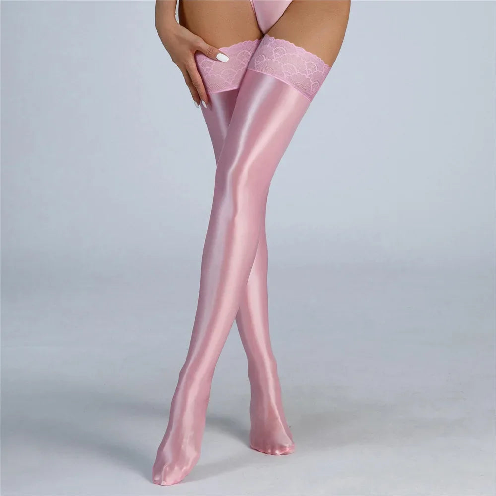 Smooth Elastic Maid Oil Shiny Stockings
