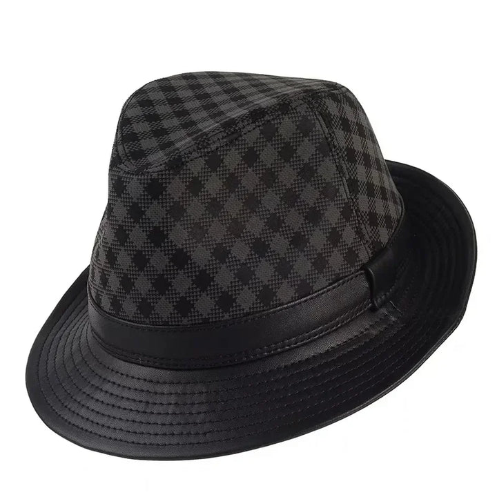 Stylish Black Geometry Real Leather Hat