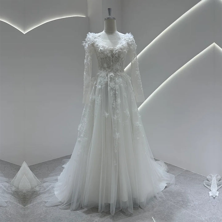 Beautiful Beading Zipper Wedding Gown