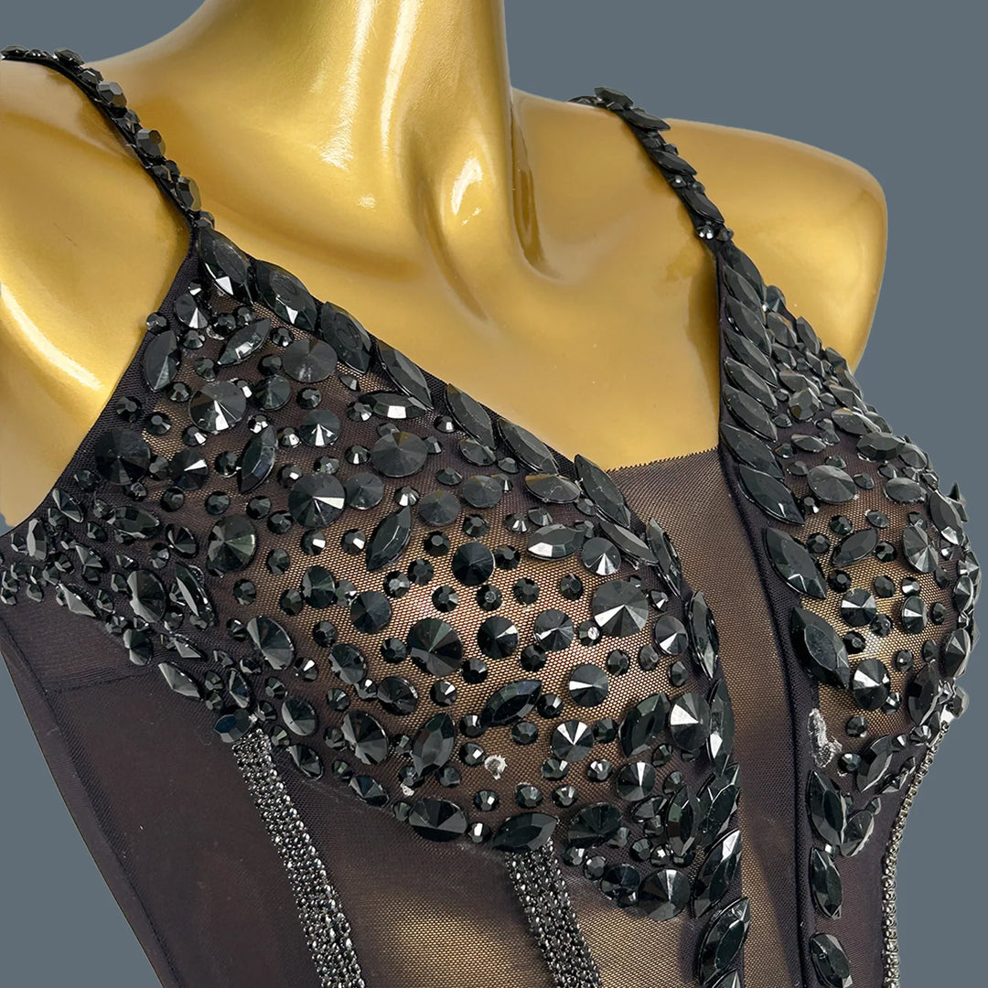 Shiny Crystal Tassel Mini Party Dress