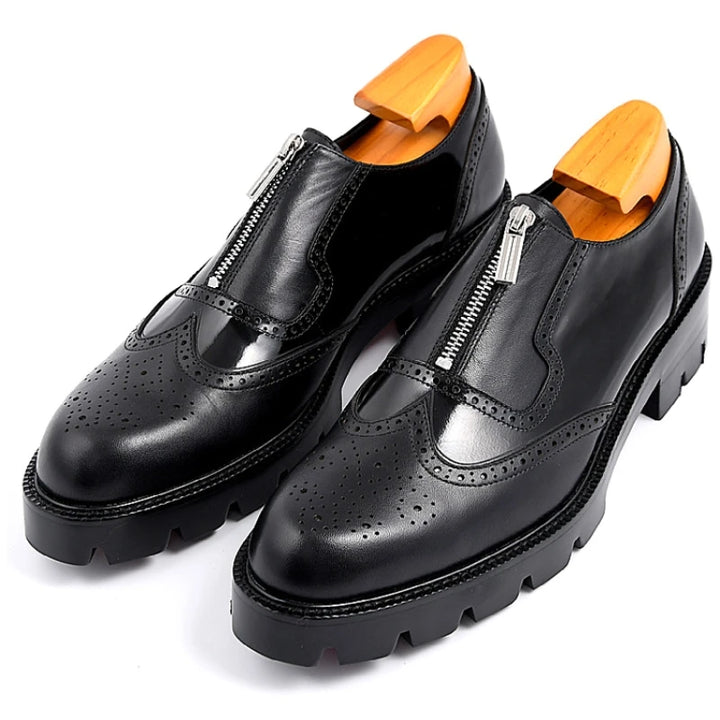 Classic Front Zip Brogue Shoes