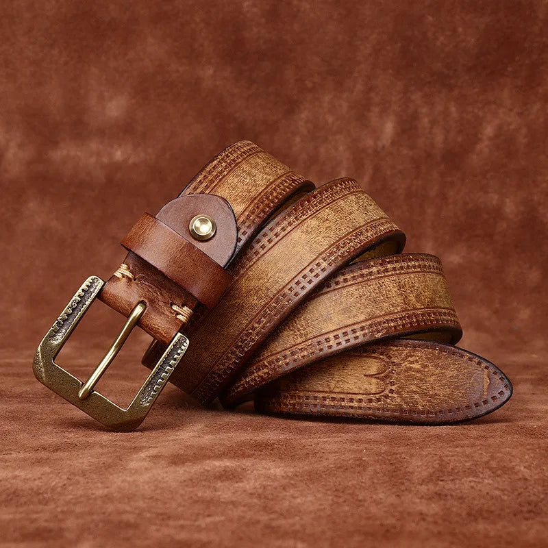 Stylish Frosted Embossed Leather Belt