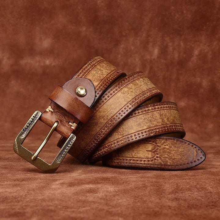 Stylish Frosted Embossed Leather Belt