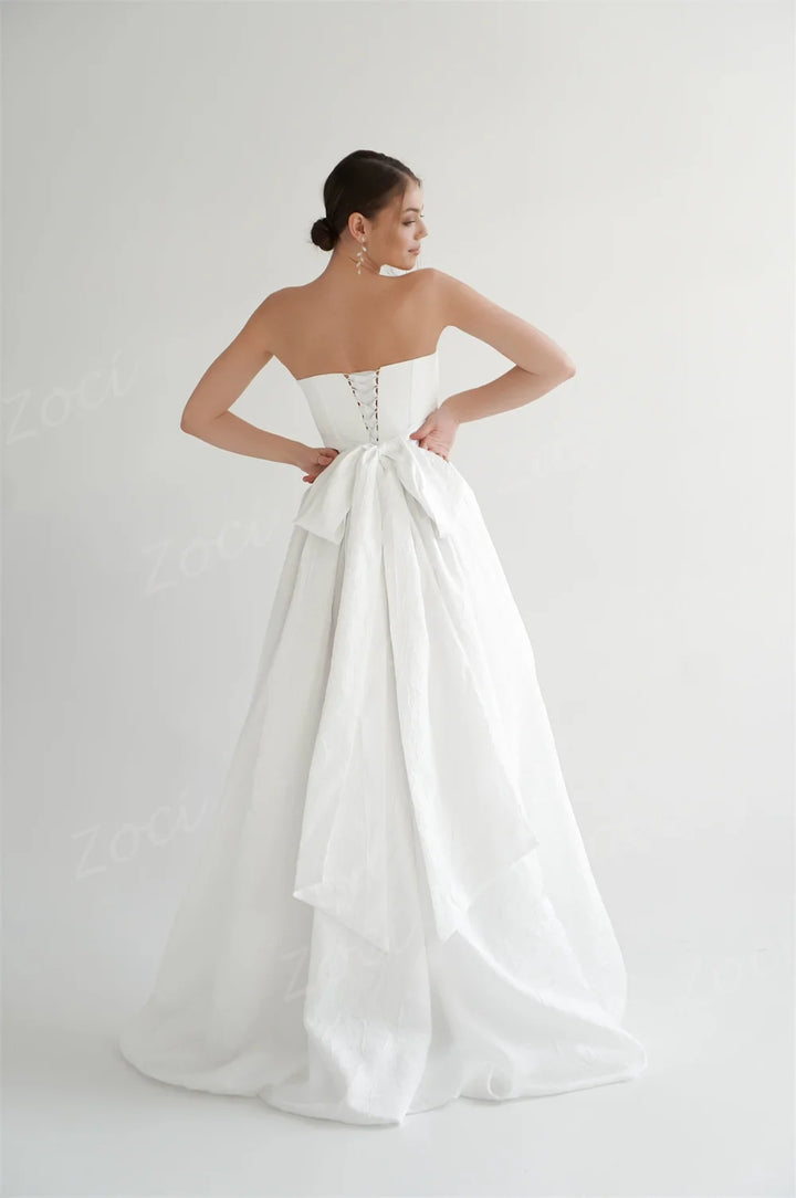 Modern Strapless High-Low Bridal Dress