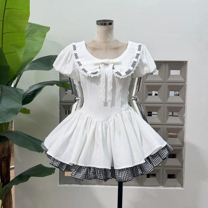 Stunning Lolita Bow Details Mini Dress