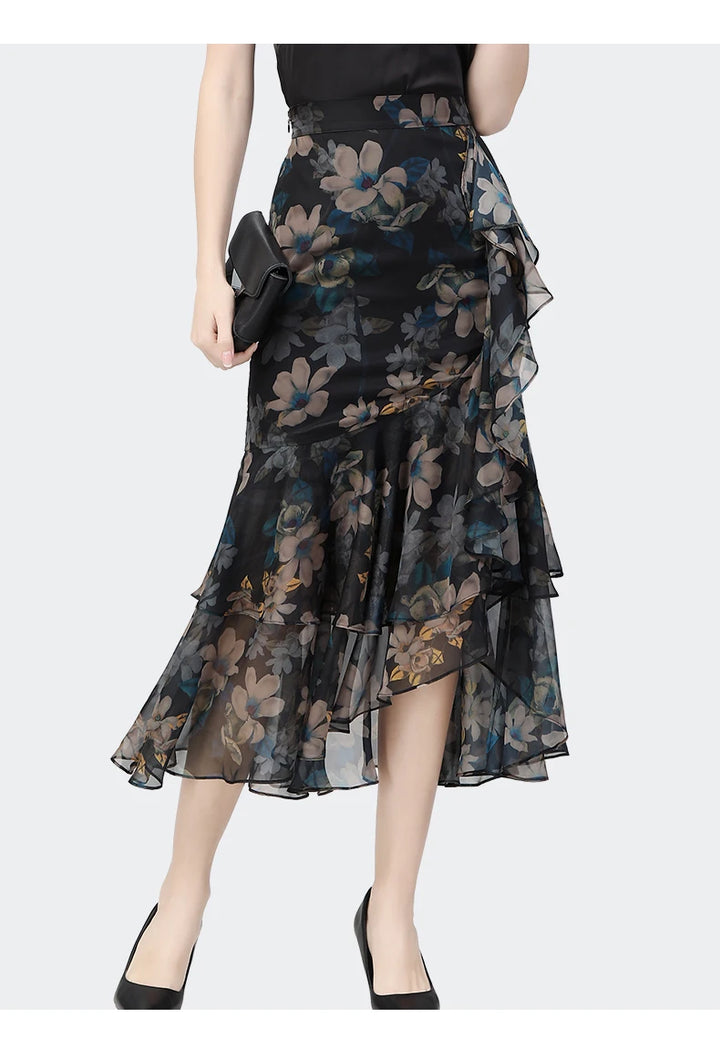 Graceful Ruffles Mermaid Silhouette Skirt