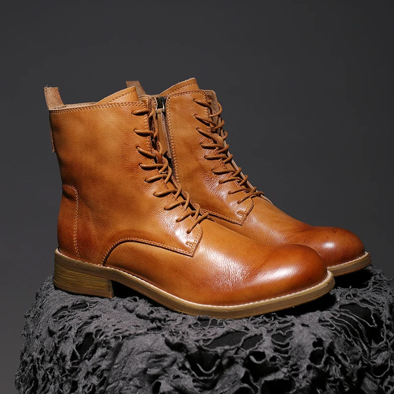 Grand High-Top Ankle Leather  Boots
