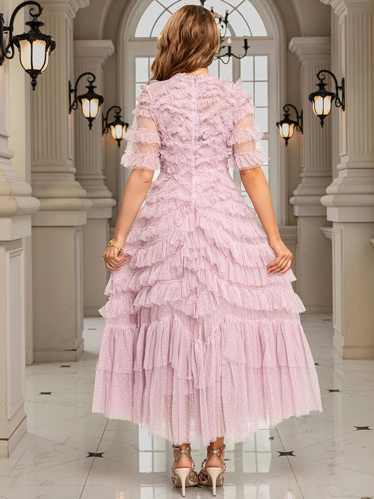 Elegant Fairy Splicing Lotus Leaf Ruffles Dress