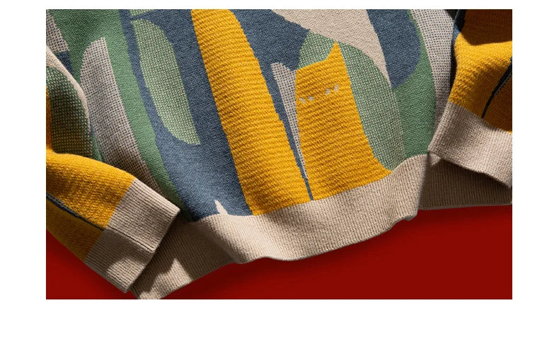 Stylish Cartoon Cat Knitted Sweater