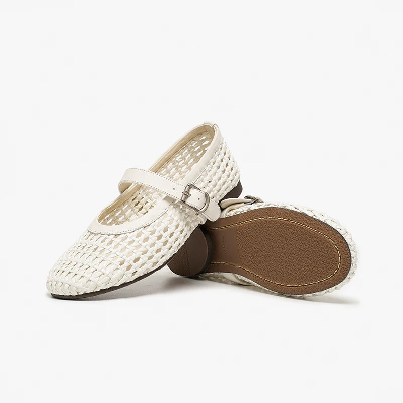 Stunning Woven Ballet Buckle Flats