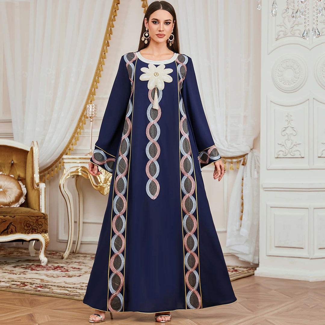 Stylish Floral Embroidery Traditional Abaya Dress