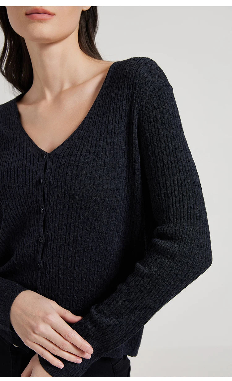 Smart Wool Blend Knitted Cardigan