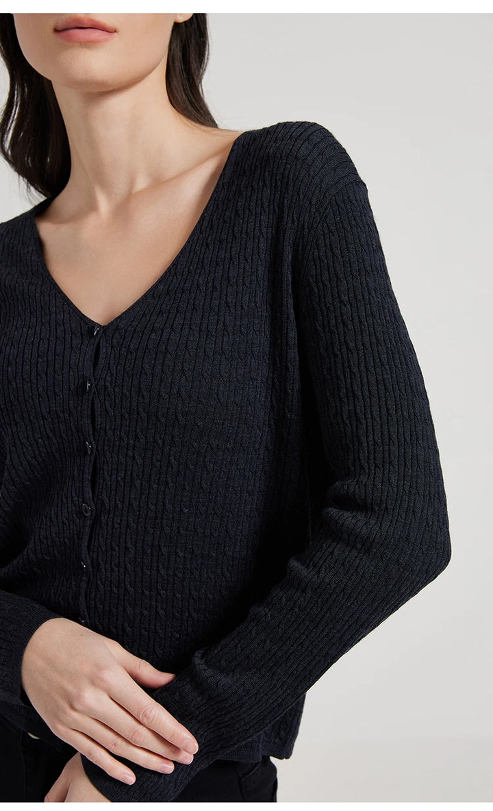 Smart Wool Blend Knitted Cardigan