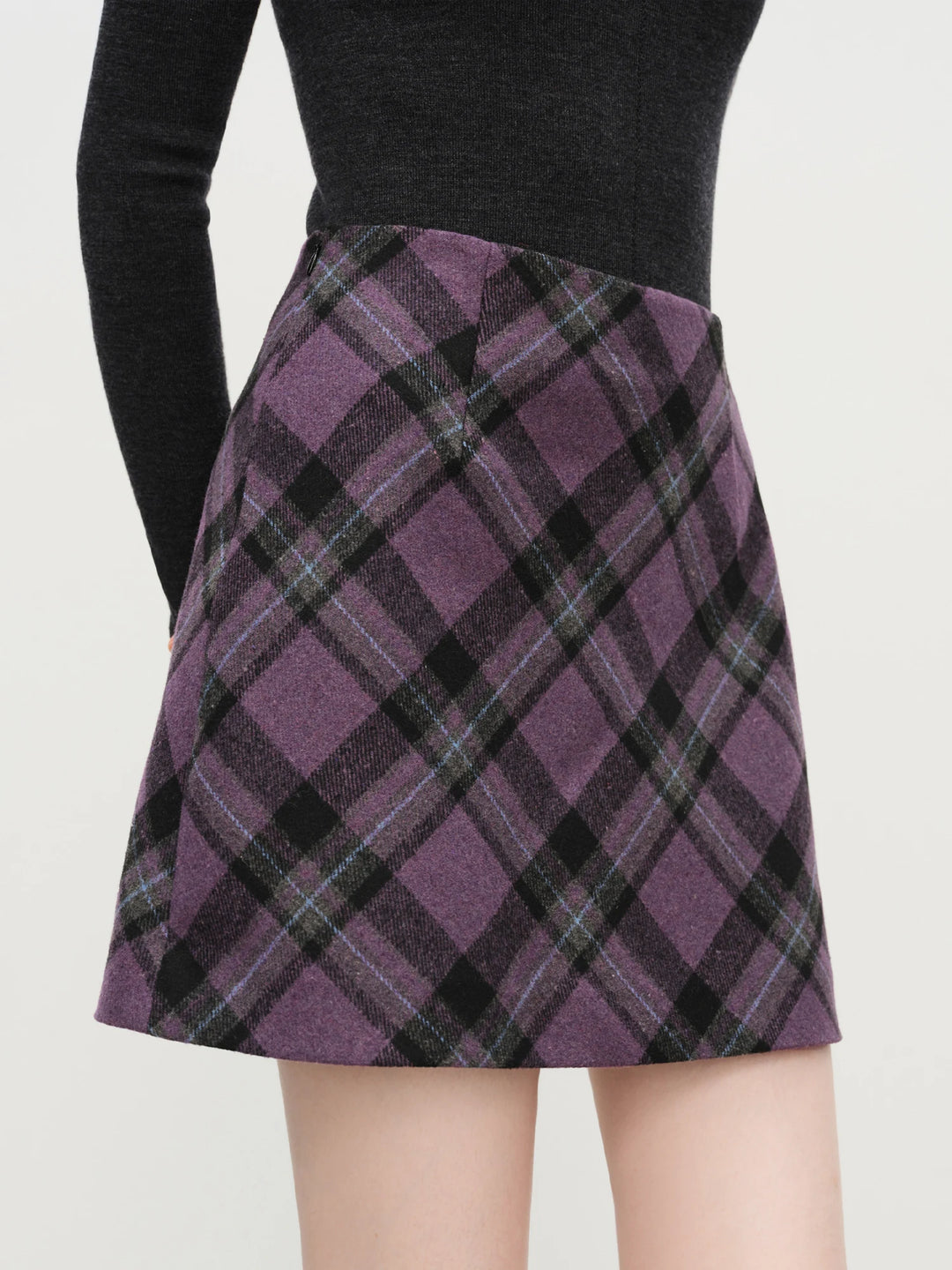 Classic Knitted Plaid Mini Skirt