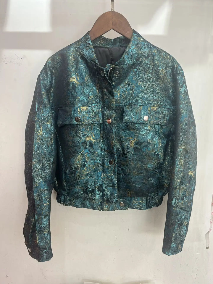 Refined Metallic Thread Texture Coat