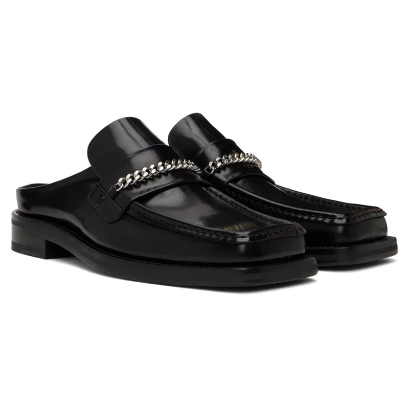 Flat Glossy Men’s Half Slippers