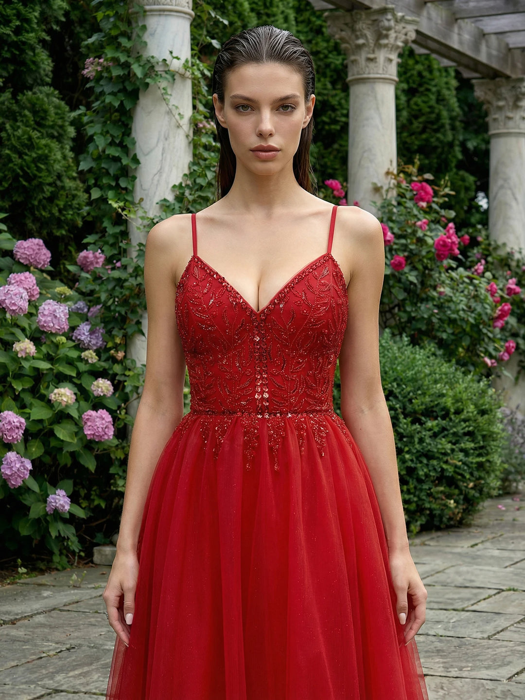 Sophisticated Beaded Tulle Evening Gown