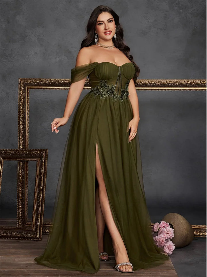 Luxury Slit Plus Size Evening Gown