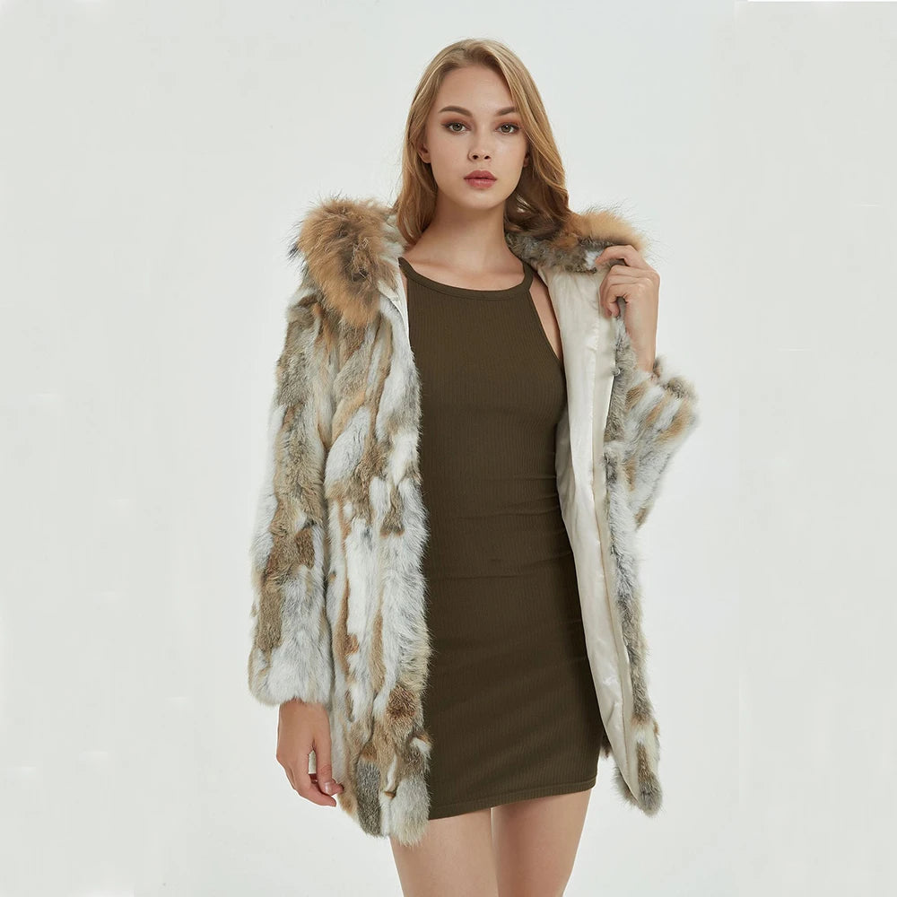 Perfect Opportunity Women's Real Fur Hooded Coat
