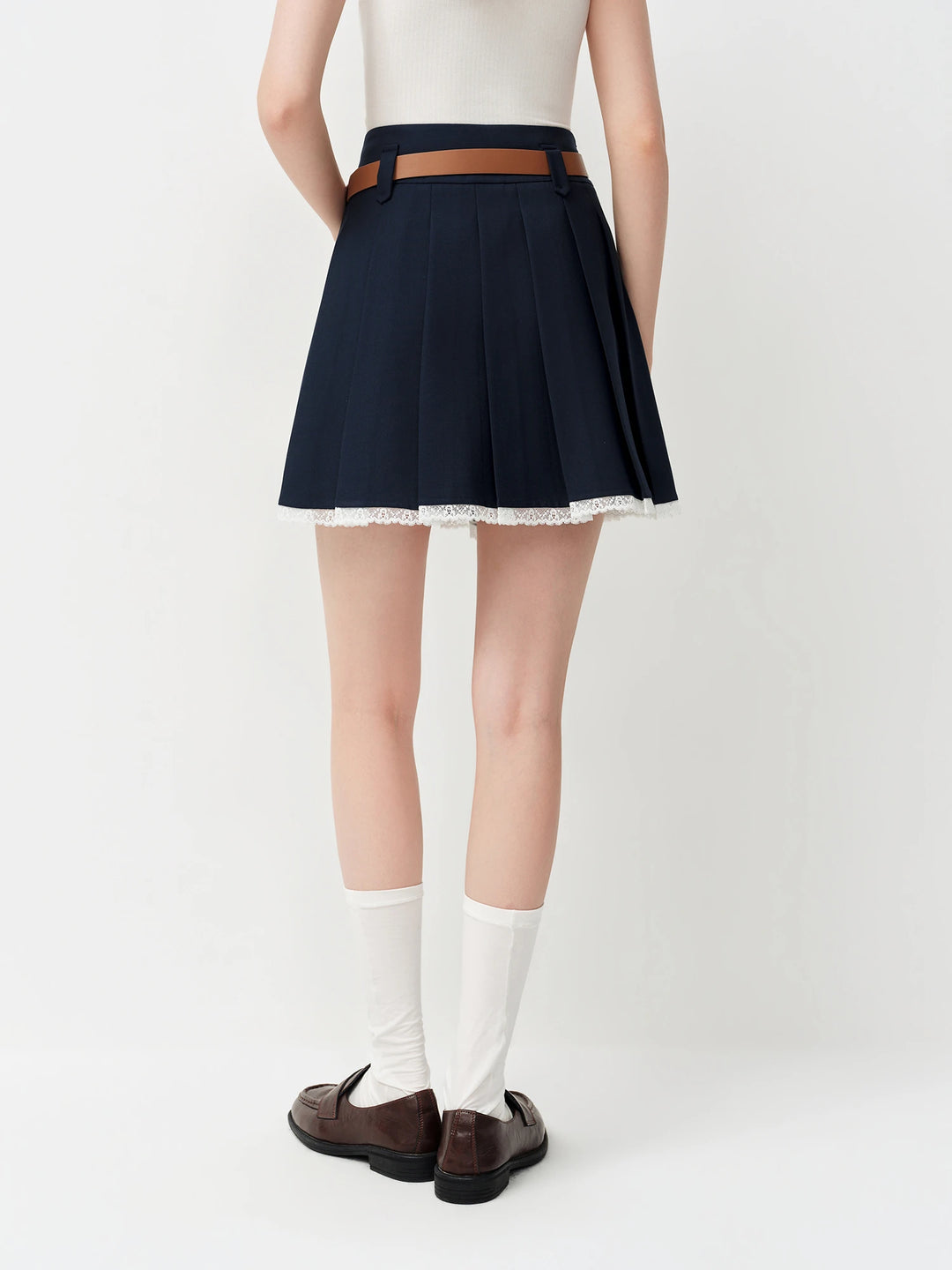 Smart Lace-Trimmed Mini Skirt