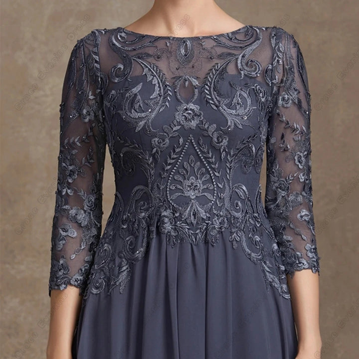 Three Quarter Sleeves Evening Gown