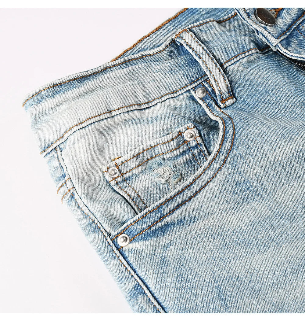 Fancy Tapered Distressed Denim Pants