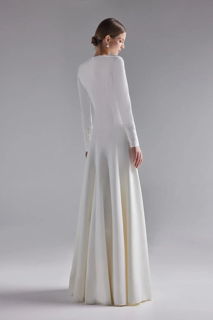 Modest Floor-Length Bridal Dress