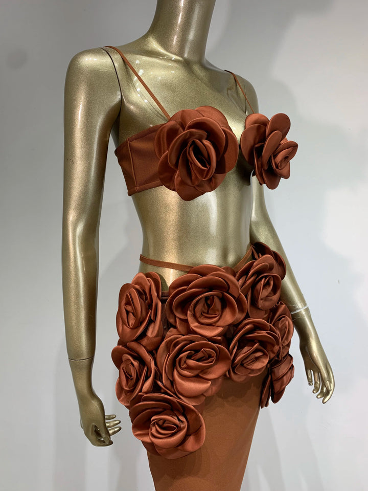 Floral Celebrity Style Two Piece Maxi Dress