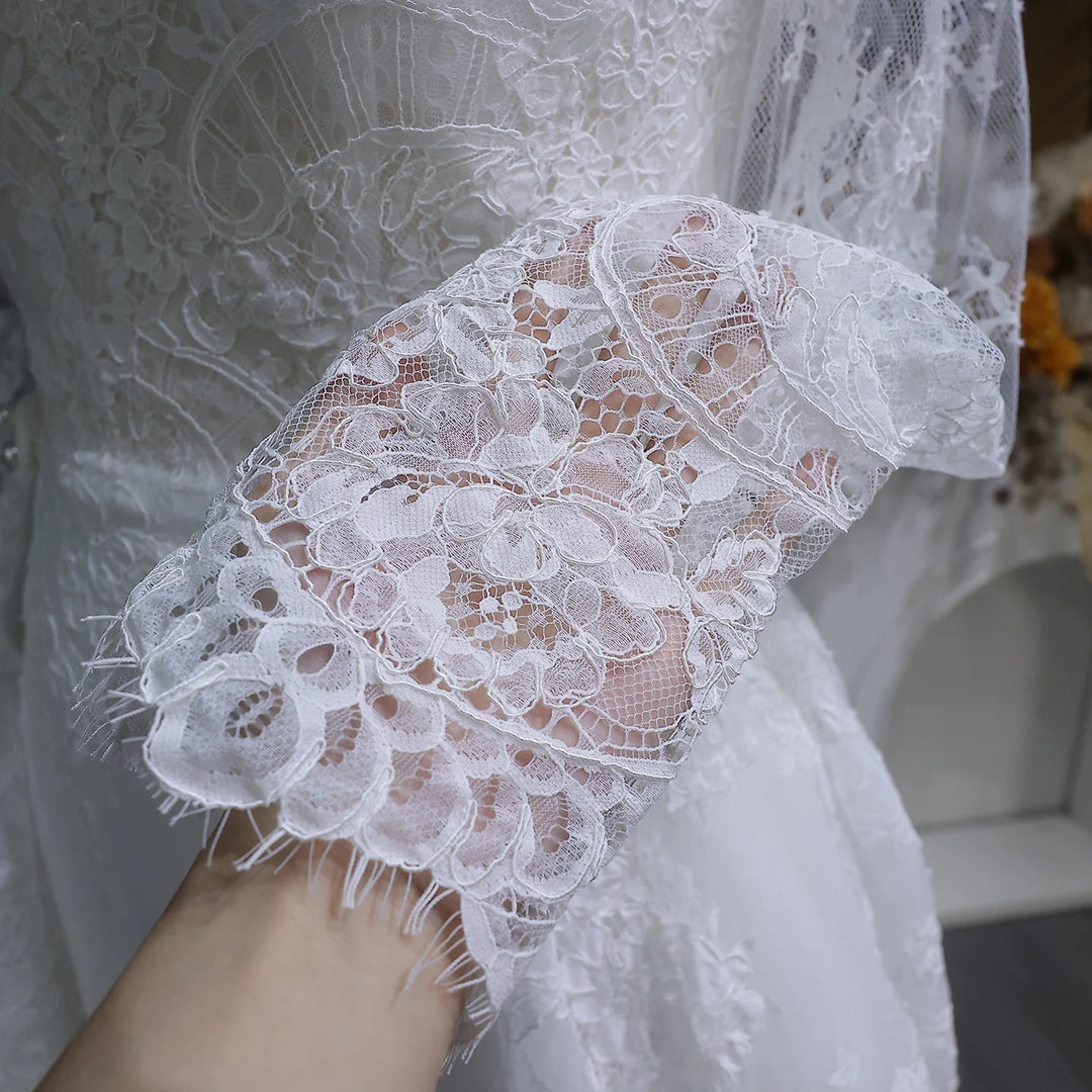 Charming Lace Bride Ball Gown - With Detachable Train