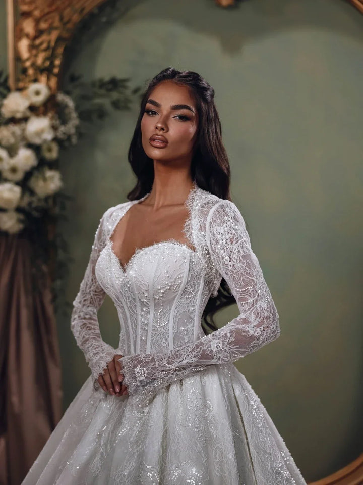 Lovely Lace Beaded Arabic Bridal Couture