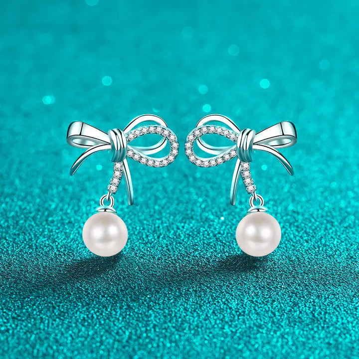 Moissanite Freshwater Pearl Earrings