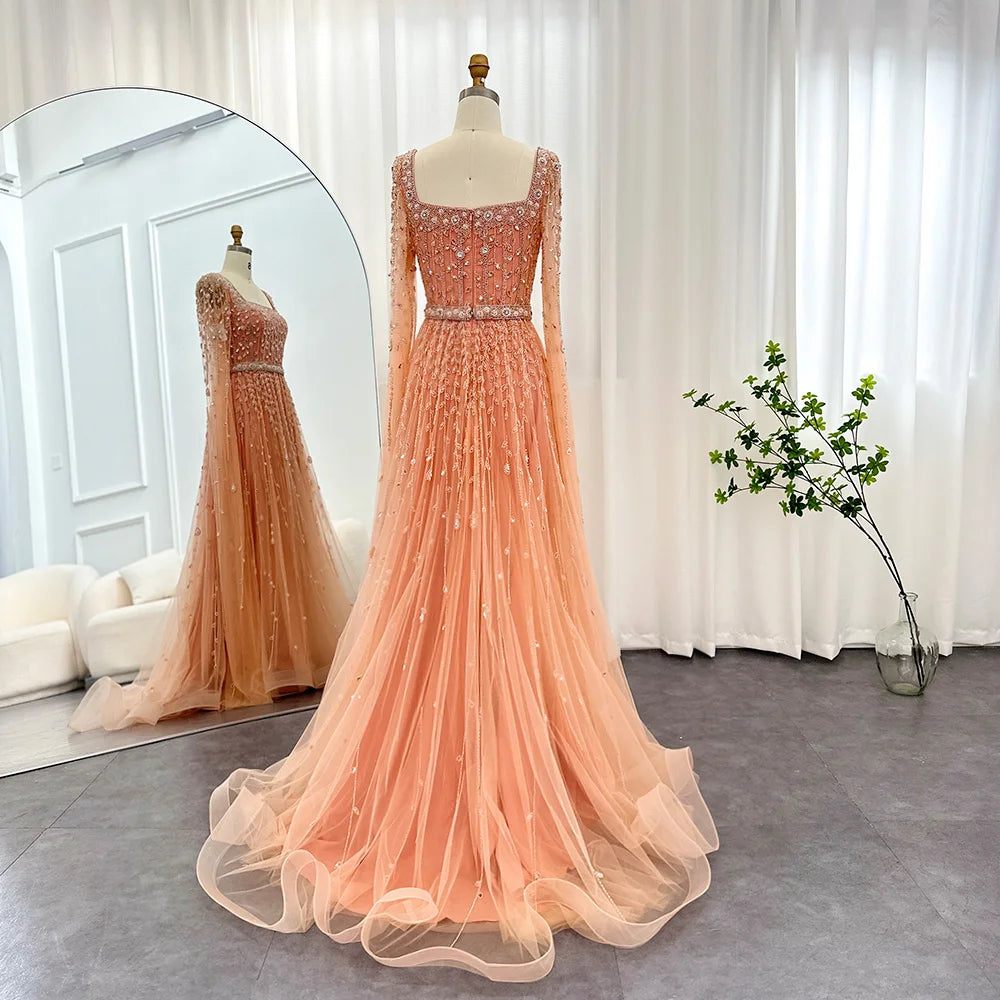 Elegant Square Neck Women Arabian Evening Gown - All For Me Today Elegant Square Neck Women Arabian Evening Gown - All For Me Today