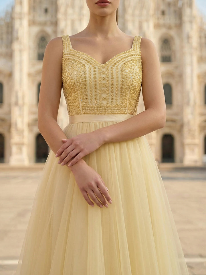 Sweet Tulle Beaded Formal Party Gown