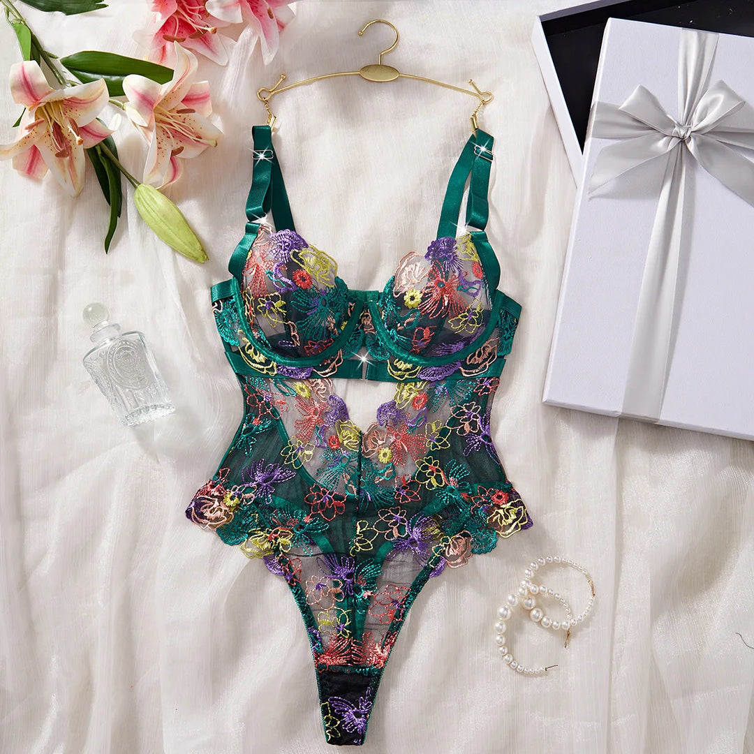 French Style Floral Embroidered Lingerie