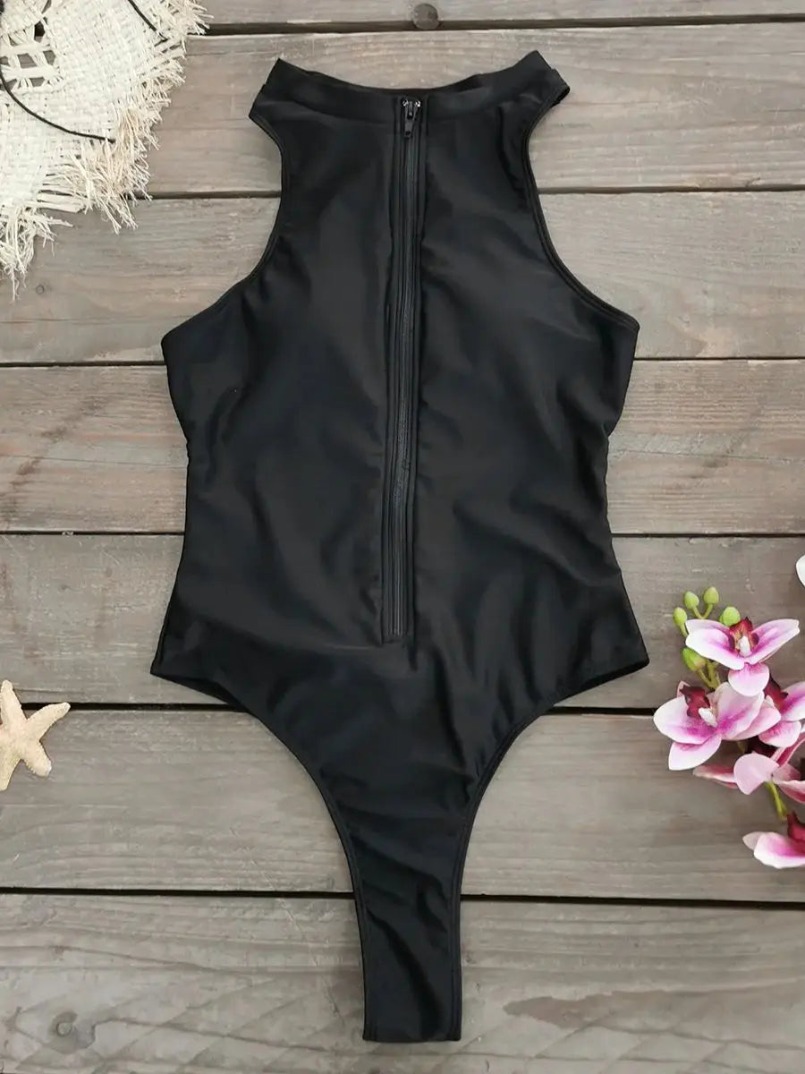 Sporty Surf Style One Piece Swimsuit