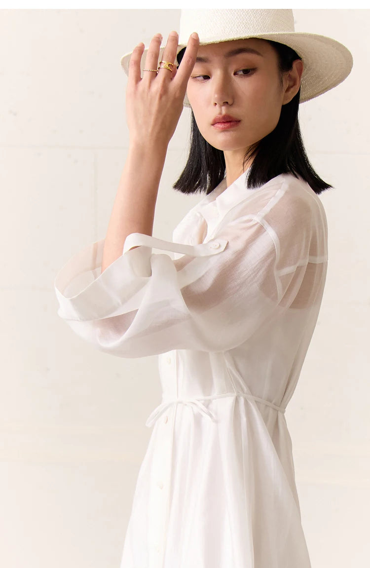 Minimalist Sheer Belt Shirt