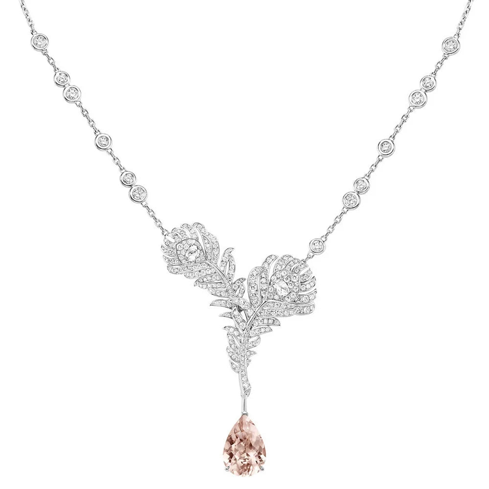Graceful Lab Sapphire Morganite Pendant Necklace
