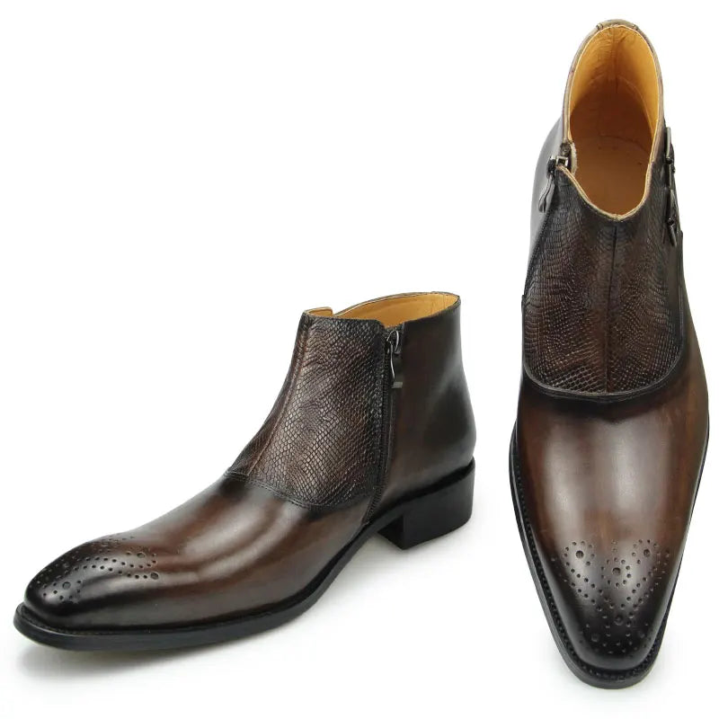 Double Buckle Men's Leather Boots