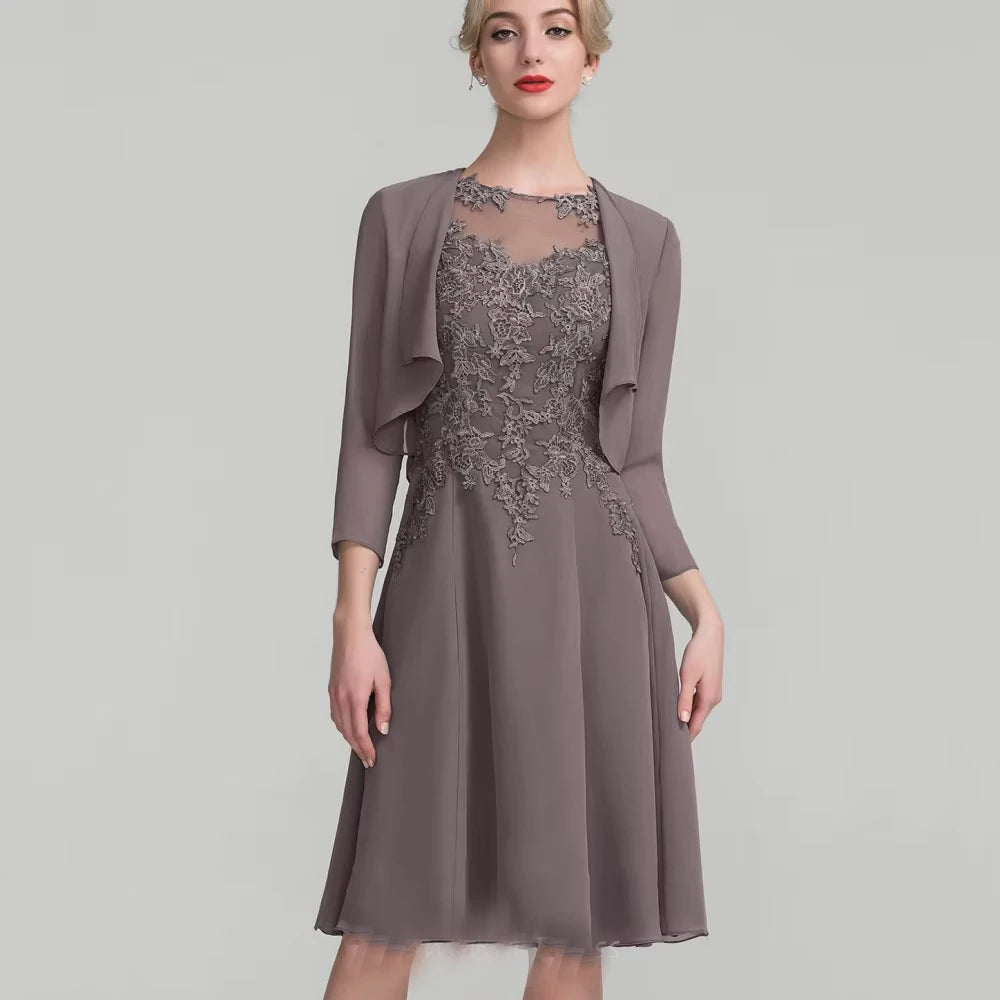 Elegant Applique Cap Sleeve Mother Of Bride Dress