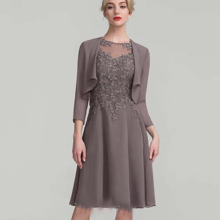 Elegant Applique Cap Sleeve Mother Of Bride Dress