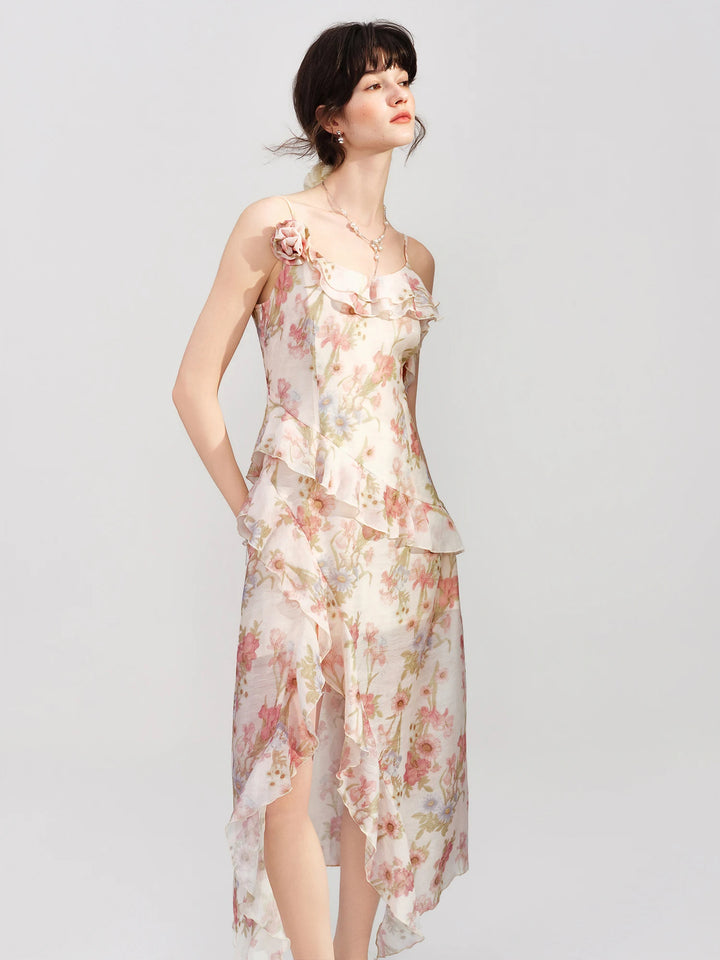 Beautiful Slimming Ruffled Printed Dress